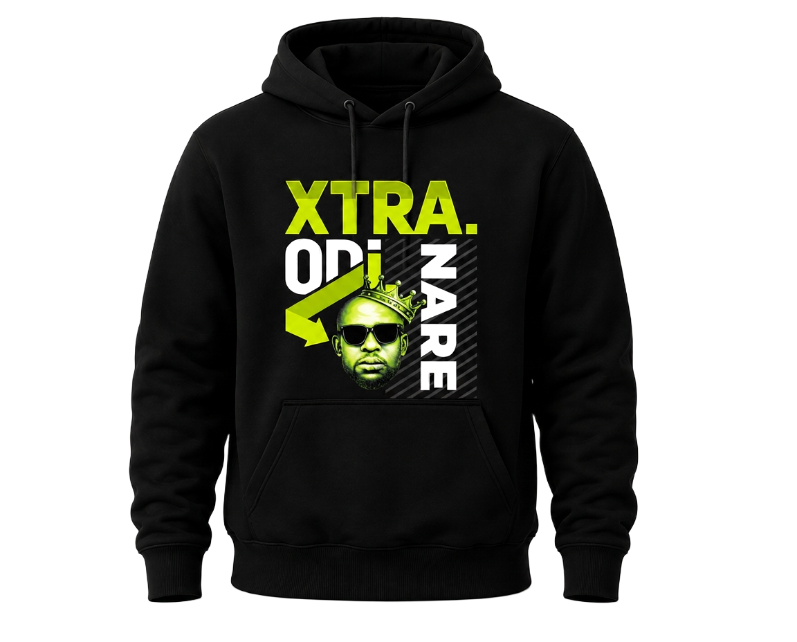 Xtra.Odi.Nare Hoodie mockup in Black